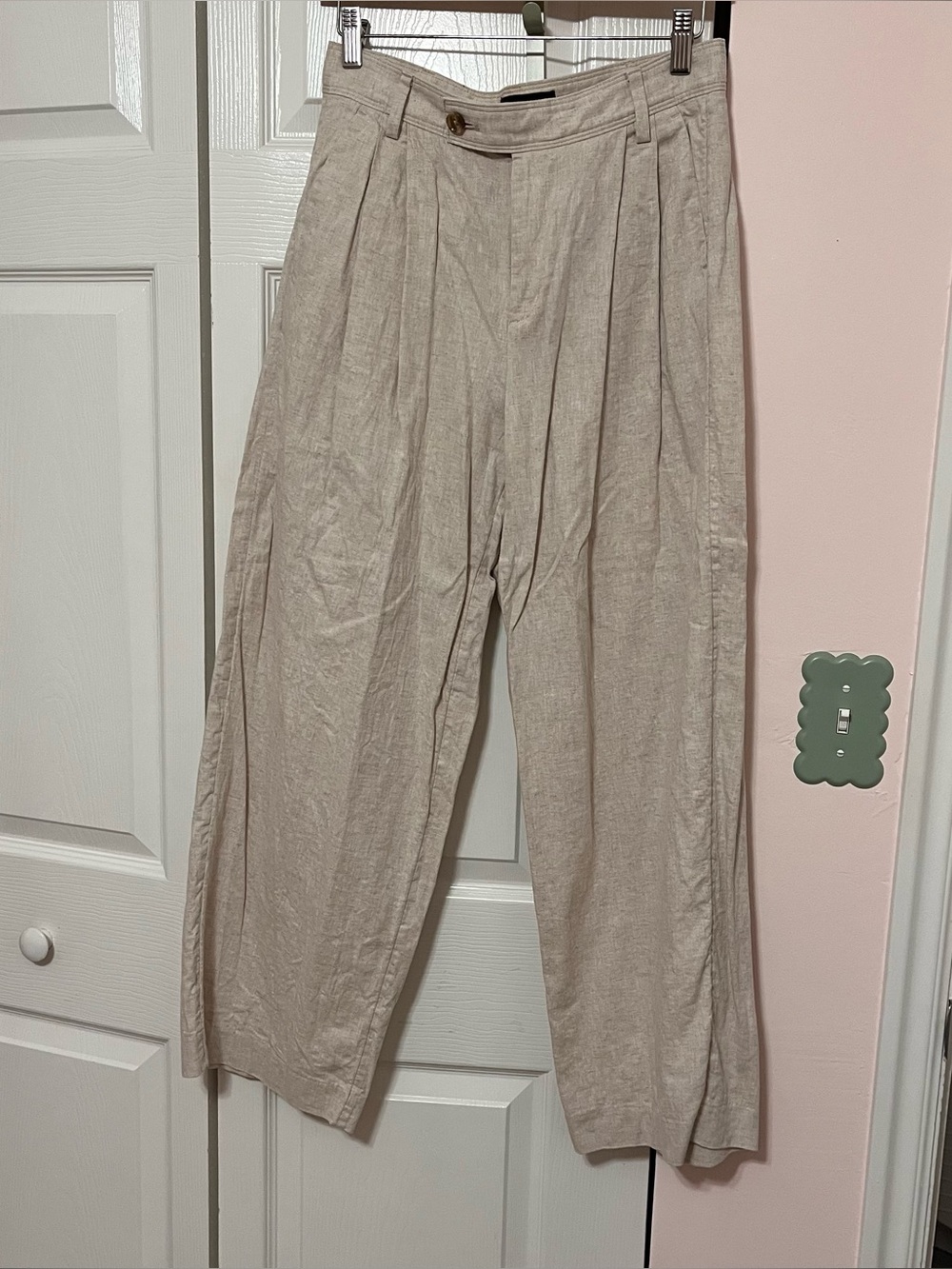 Banana Republic Pleated Tan Linen Pants